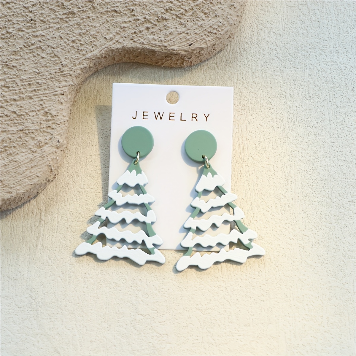 Women's Christmas Hollow-Out Light Green Tree Earrings
